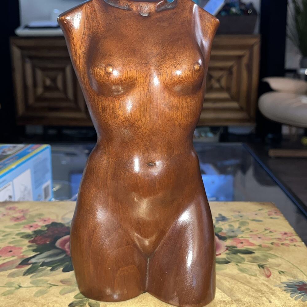 Vintage Carved Wood Bust Lady 9” By A. DEKECZER